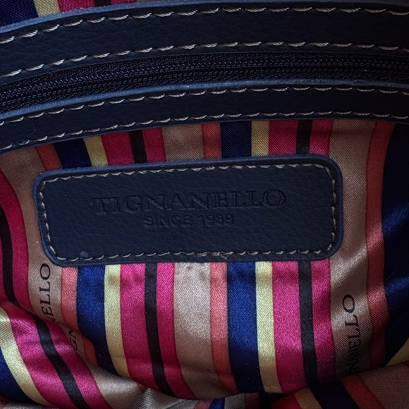 NWT Tignanello Midnight Blue Genuine Leather/Suede Messenger Crossbody Bag - Picture 4 of 16